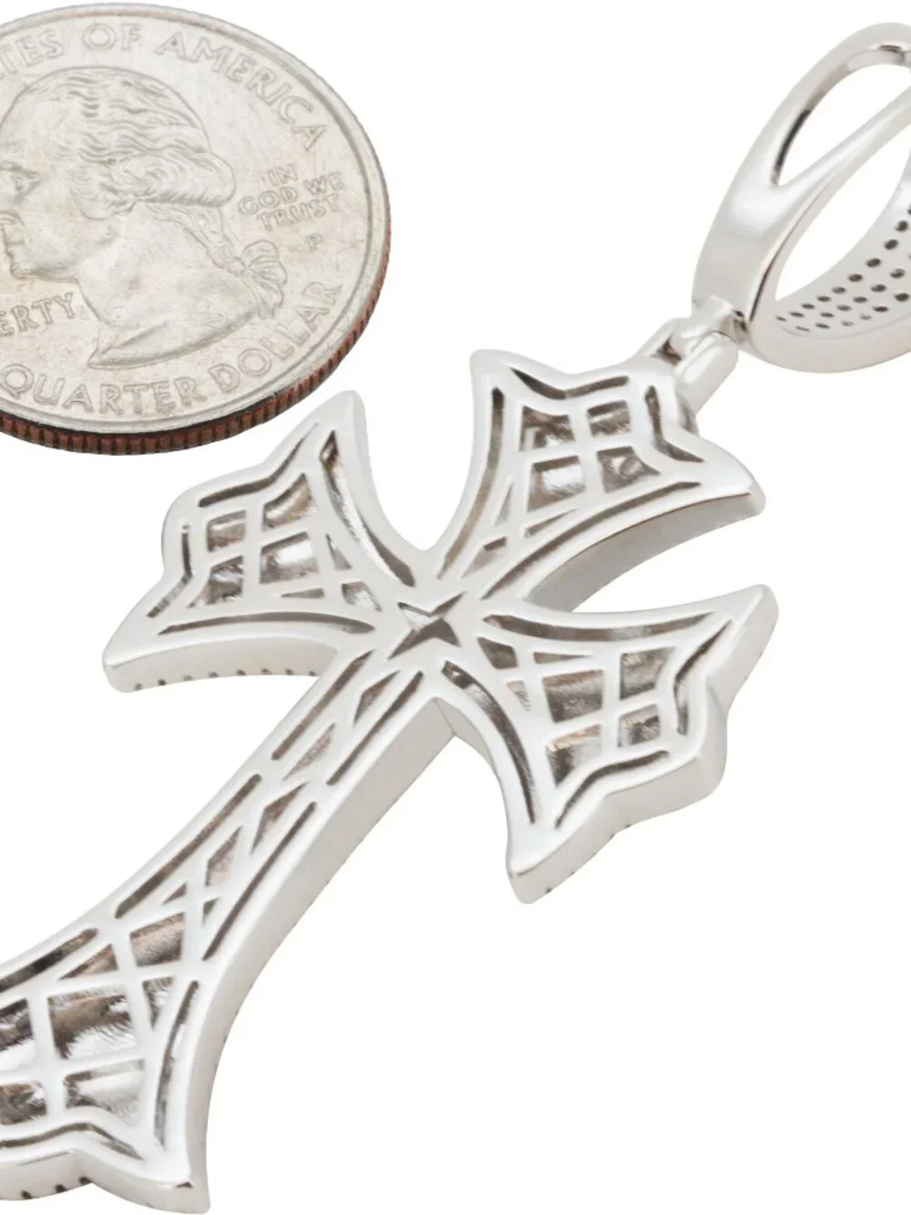 14k Yellow/White Gold Plated AAA Cubic Zirconia Flared Cross Pendant
